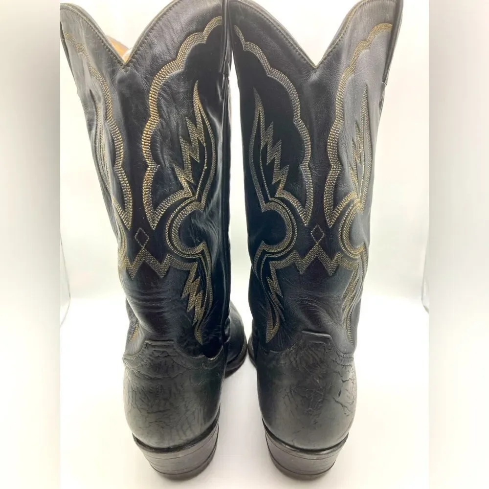 Vintage Tony Lama 6252 Shrunken Bull Shoulder Cowboy Boots SZ 9